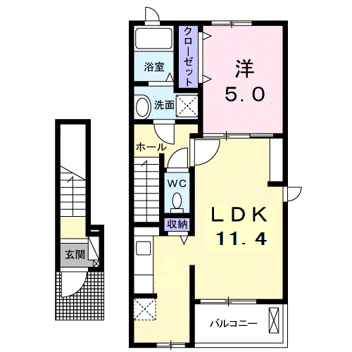 Planta 1LDK de グリーン　フィールド