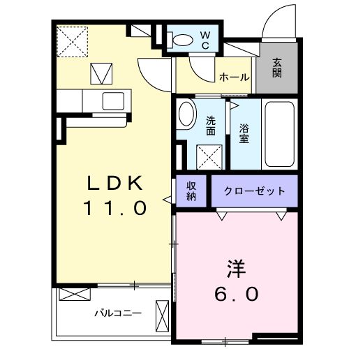 Planta do apartamento 1LDK — ベル フィオーレ