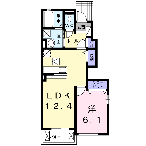 Planta 1LDK de ブリーズ・フルール