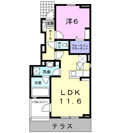 Planta 1LDK de ル・ソレイユ上宿