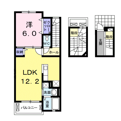 Planta 1LDK de ｇｌａｎｚ　Ｙ．Ｓ