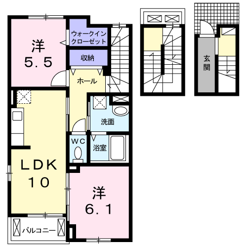 Planta 2LDK de イエ　フェリーチェ