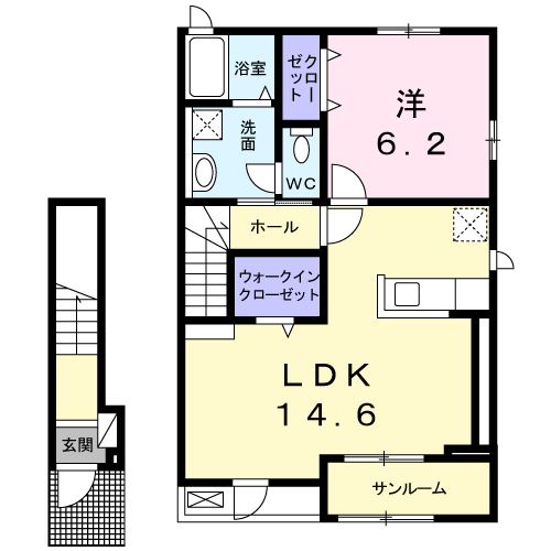 Planta 1LDK de フォレスト本町