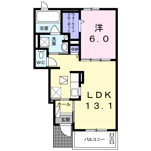 Planta 1LDK de ラ　ノンノ　ノンナＢ棟