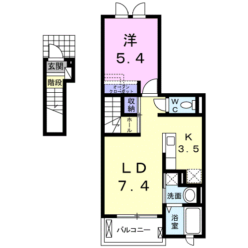Planta 1LDK de メゾン　ア　ルエ