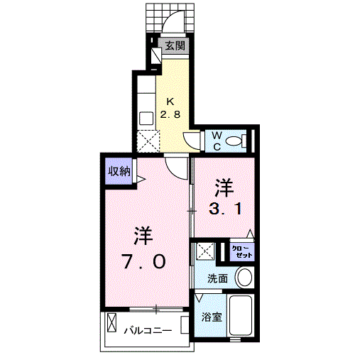 Planta do apartamento 1SK — ゼフィロス北島