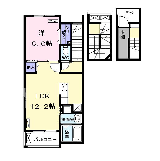 Planta do apartamento 1LDK — プラシード