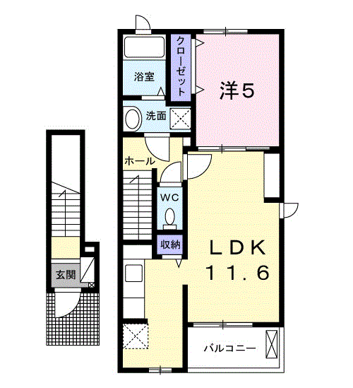 Planta 1LDK de スプリングテラス