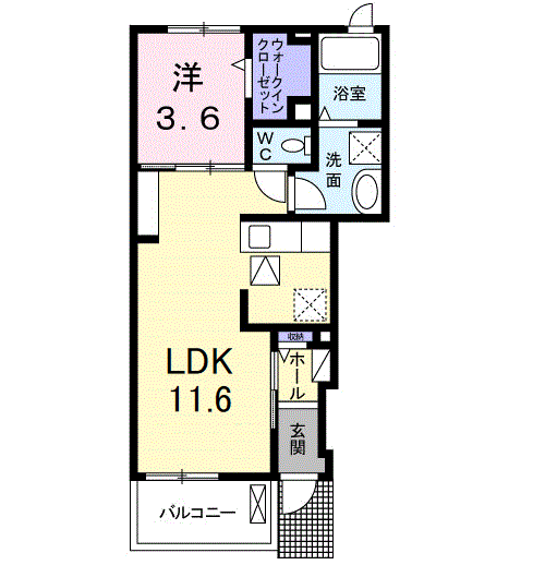 Planta 1LDK de メゾン・ヴァリエ