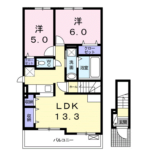Planta 2LDK de グラース神野