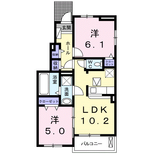 Planta 2LDK de ペルス・ネージュⅡ