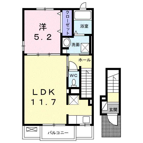 Planta 1LDK de ソフィア