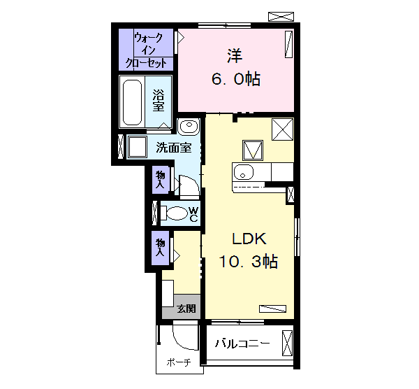Planta 1LDK de カーサ　ソラーレ　Ⅰ