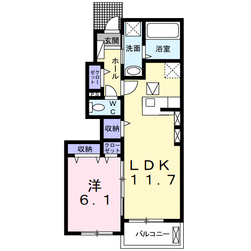 Planta 1LDK de アソシエ