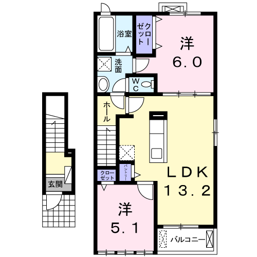 Planta do apartamento 2LDK — ロイヤルイーストＡ