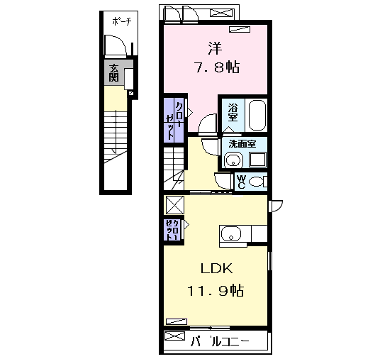 Planta 1LDK de ロータス