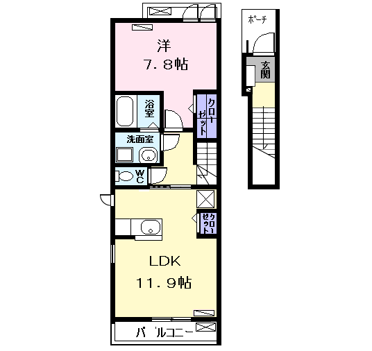 Planta 1LDK de ロータス