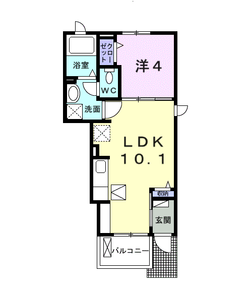 Planta 1LDK de ブルーコスモⅡ