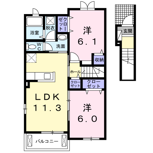 Planta do apartamento 2LDK — コッティ国府