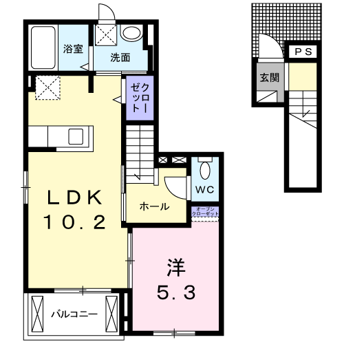 Planta 1LDK de フラン　サウス