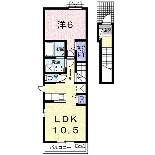 Planta 1LDK de フェリーチェ前田