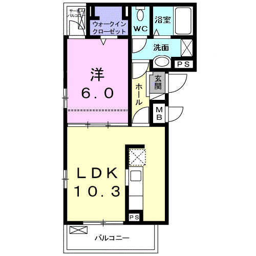 Planta 1LDK de アベニール　Ｂ