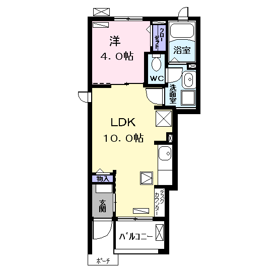 Planta 1LDK de ビオーラ築盛Ⅱ