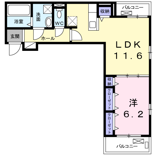 Planta 1LDK de ミーティア