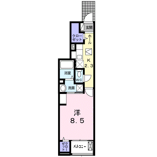 Planta do apartamento 1K — コン・ソレイユ