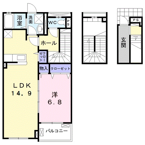 Planta do apartamento 1LDK — ベル・フローラ