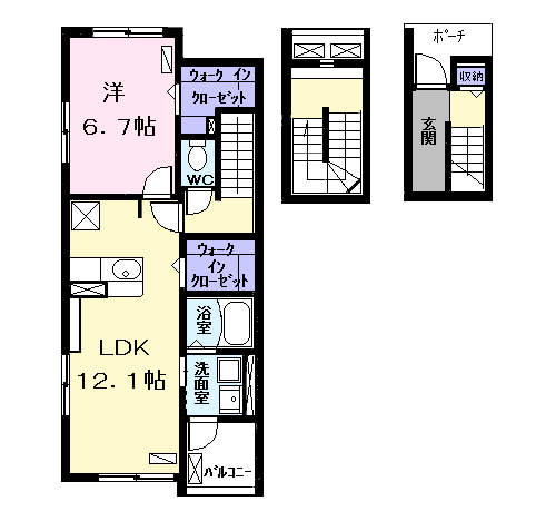 Planta 1LDK de グラース・メゾン