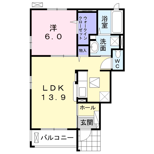 Planta 1LDK de ソシア・羽根井