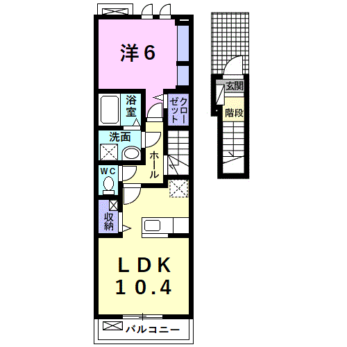 Planta 1LDK de エアリー