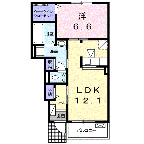 Planta 1LDK de ヴィラ　フォレスタ