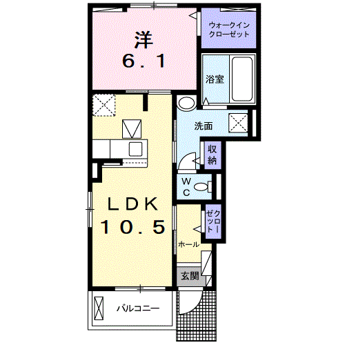 Planta 1LDK de リファインⅢ