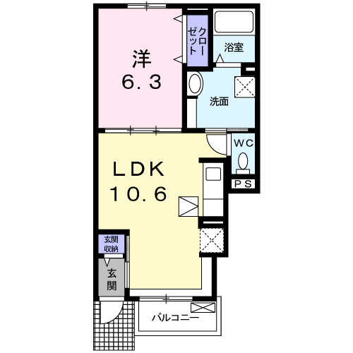 Planta 1LDK de シエルソワール