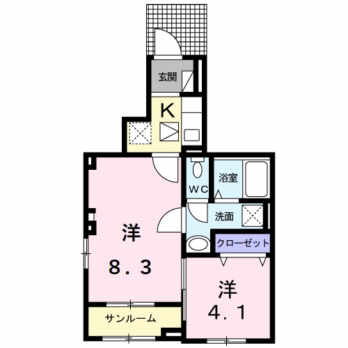 Planta 2K de エスポワールヒロ－Ｂ
