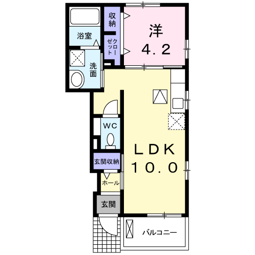 Planta do apartamento 1LDK — ハピネス ミソノⅢ Ａ