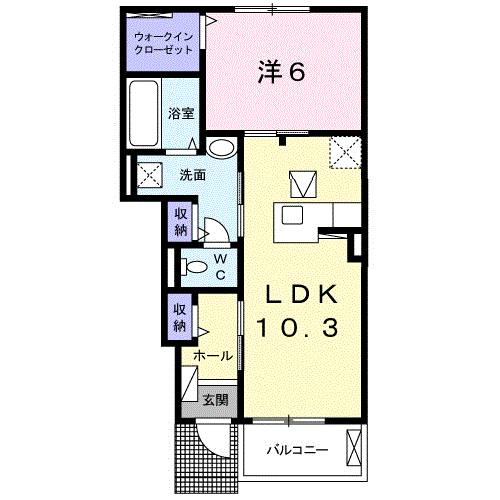 Planta 1LDK de サルサージュⅠ