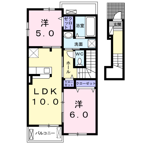 Planta do apartamento 2LDK — エスポワールＫ＆Ｌ Ⅱ