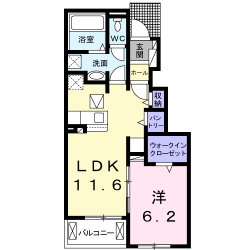 Planta 1LDK de カメリアⅡ