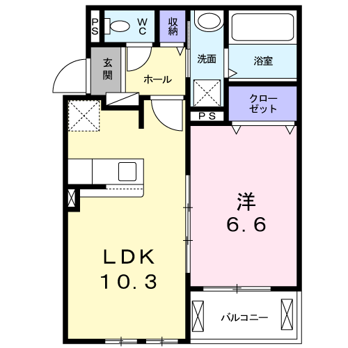 Planta 1LDK de ファミール柏井