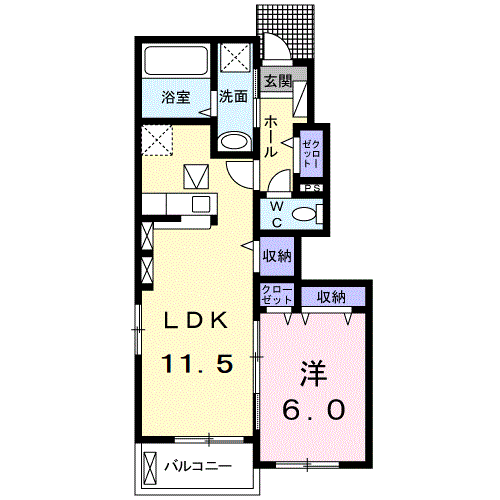 Planta 1LDK de Ｇｒｅｅｎ　Ａｌｌｅｙ　Ａ