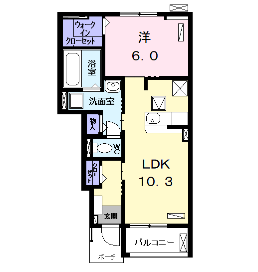 Planta 1LDK de ヴィクトワールＡ