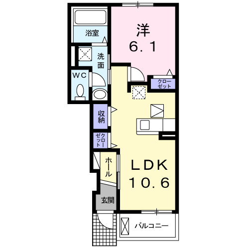 Planta 1LDK de アイアゲート