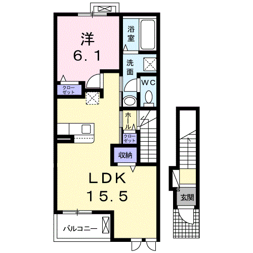 Planta 1LDK de アイアゲート