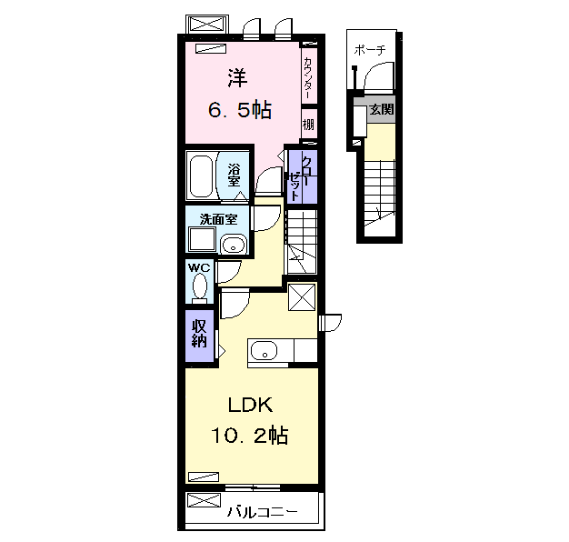Planta 1LDK de グラース・メゾンⅡ