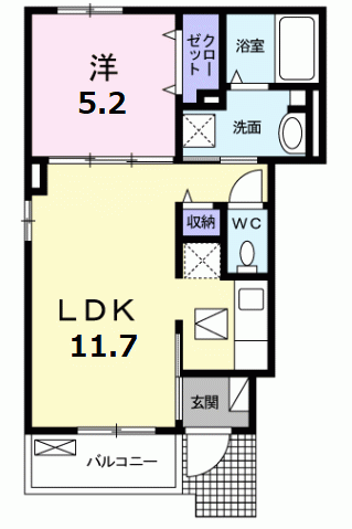 Planta 1LDK de コスモ・ビリン