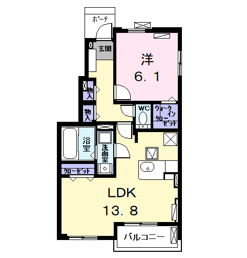 Planta 1LDK de ポートリーフ