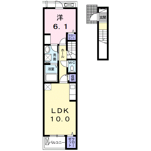 Planta 1LDK de リヴ・シンフォニー